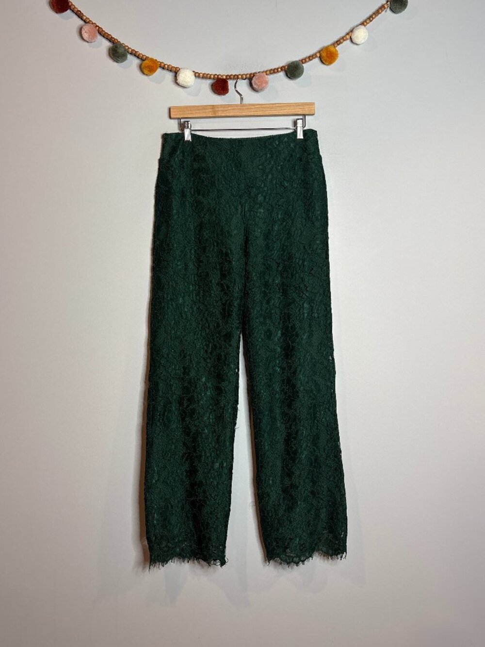 Soft Surroundings dark green lacy dress pants